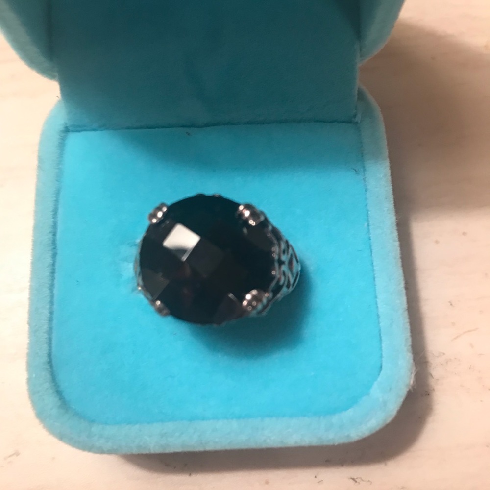 Black onyx set in silver. Size 7.